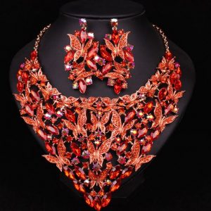 Red butterfly Crystal Evening Set
