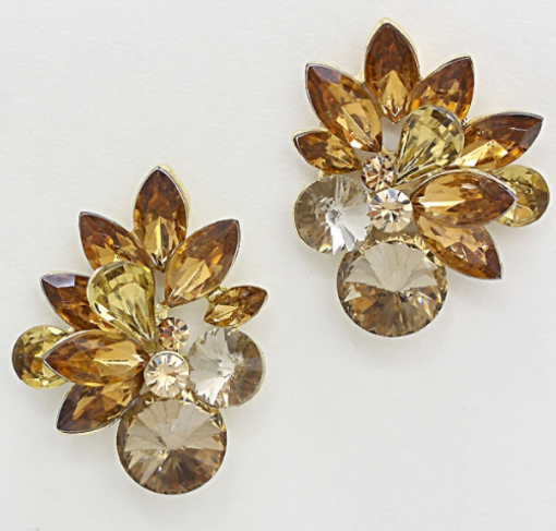 Brownish Gold Floral Studs