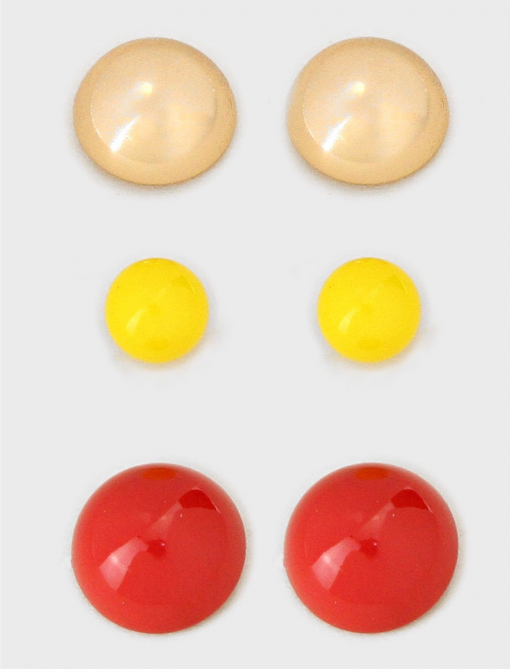 3pc Gold, Yellow & Red Studs