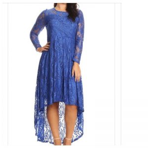 Blue Lace High Low Dress