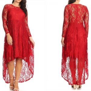 Red Lace High Low Dress
