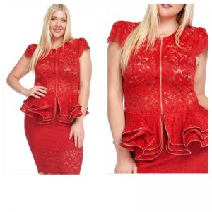 Red Lace Peplum Top