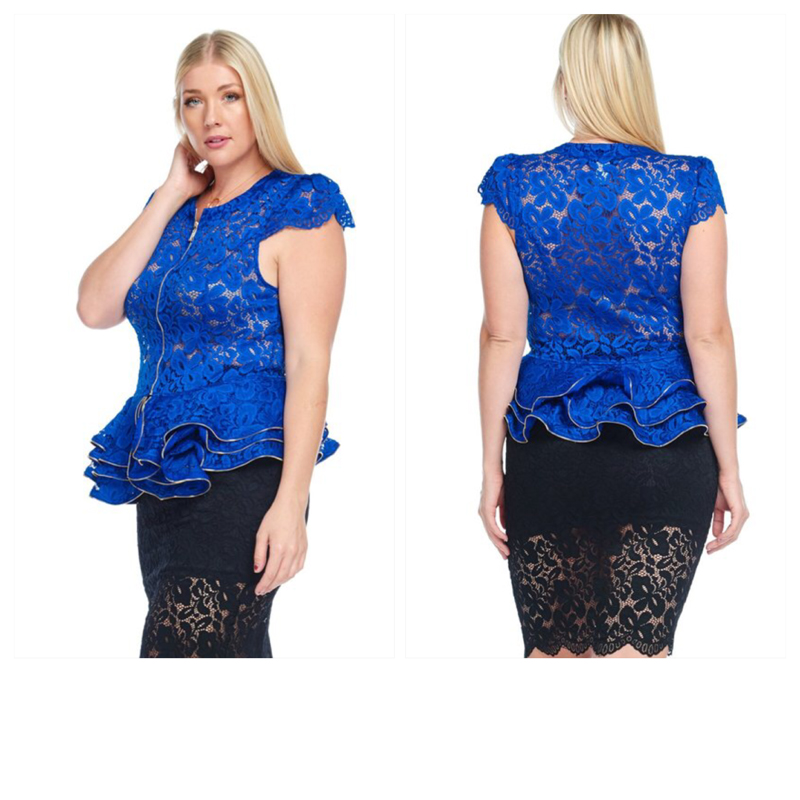 Blue Lace Peplum Top The Store of Quality Fashion Items | thearamide ...