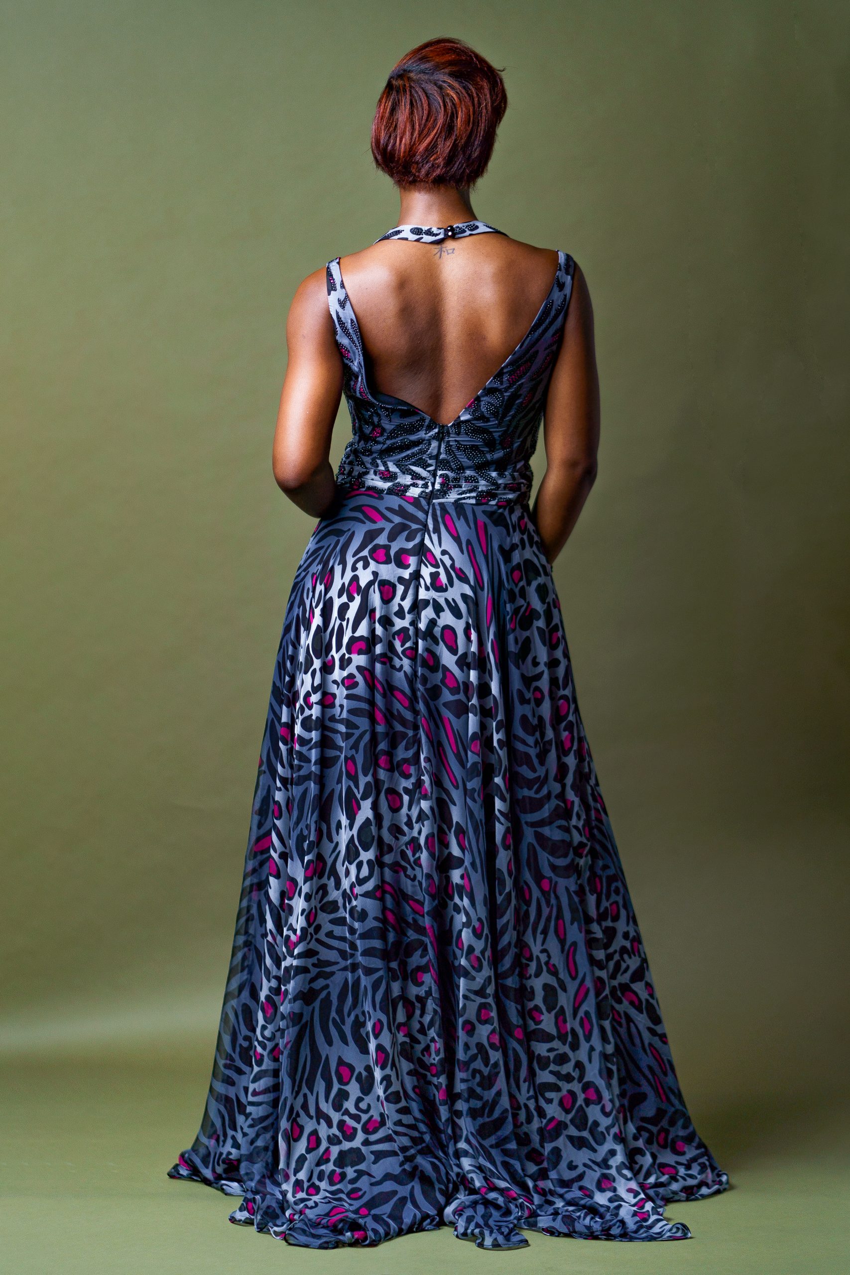 Basix Black Label Strapless Leopard-print Gown in Black | Lyst
