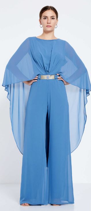 Blue Chiffon Cape Jumpsuit The Store of Quality Fashion Items ...