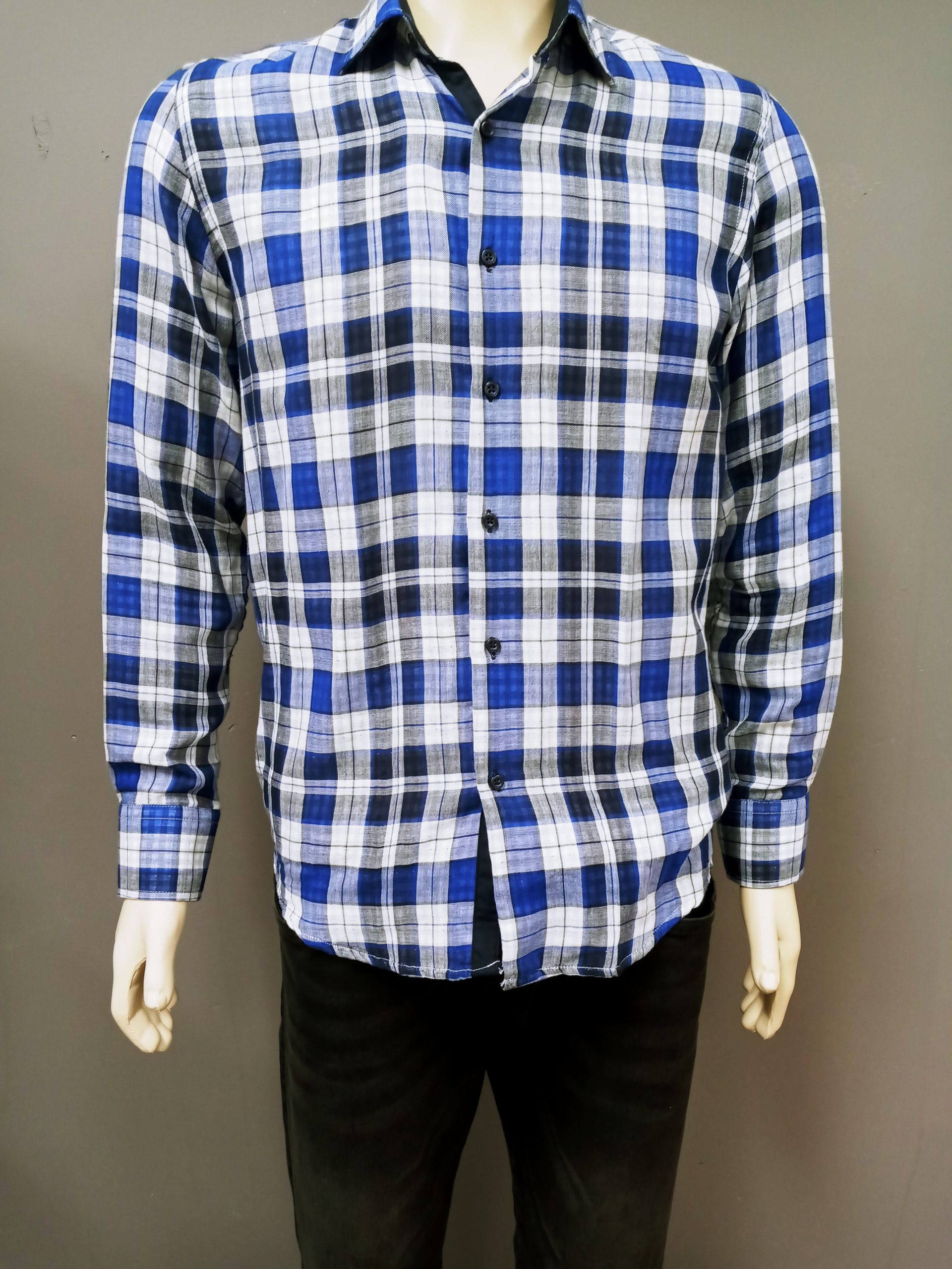 ARAMIDE Blue Plaid Linen Shirt The Store of Quality Fashion Items ...