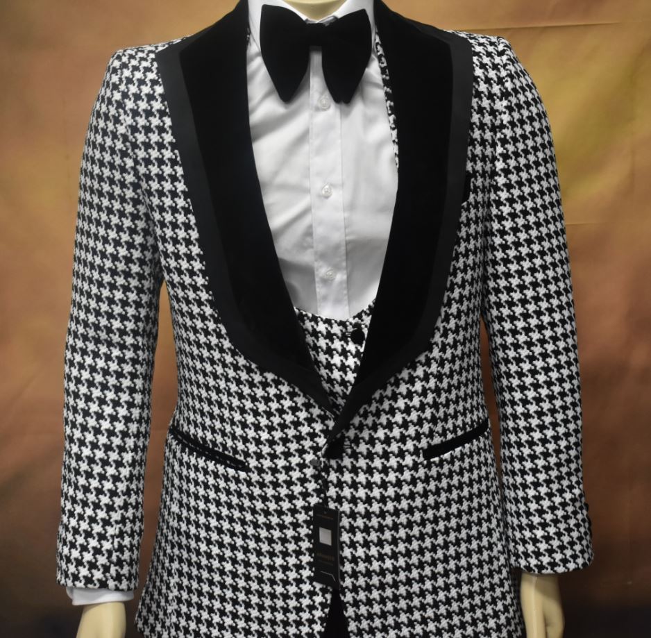 Blue and White Houndstooth Vest main image 1